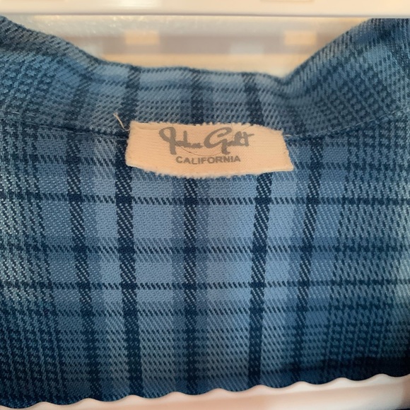 Blue Plaid Brandy Melville (John Galt) Cropped Button up - Picture 2 of 2